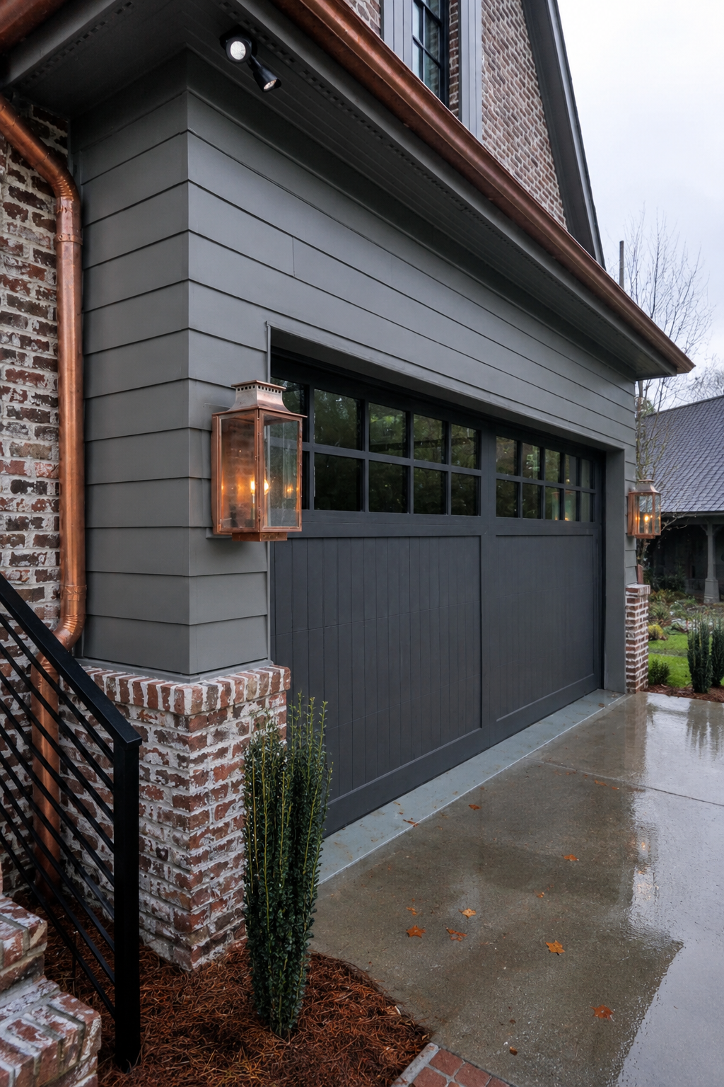 Contemporary steel garage door upgrade on a Jordan Ranch Dublin home